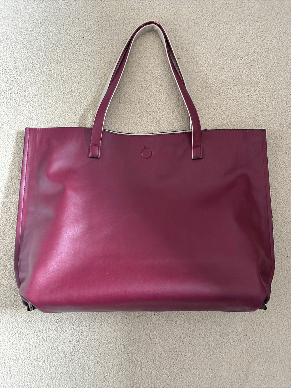 Reversible Large Leather Tote Bag in Deep Berry or Black & Tan
